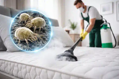 immagine disinfestazione acari uomo con aspirapolvere