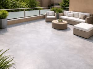 Resina impermeabilizzante per pavimenti esterni e terrazze Pavimento esterno in resina impermeabile per terrazza moderna con arredi outdoor