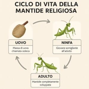 infografica ciclo di vita mantide religiosa