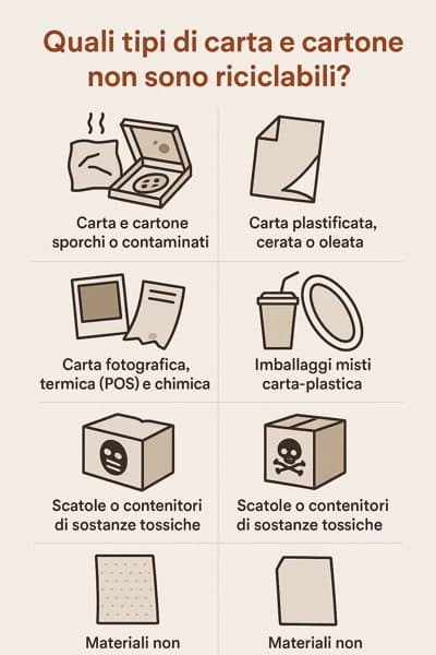 infografica sui tipi di carta non riciclabili