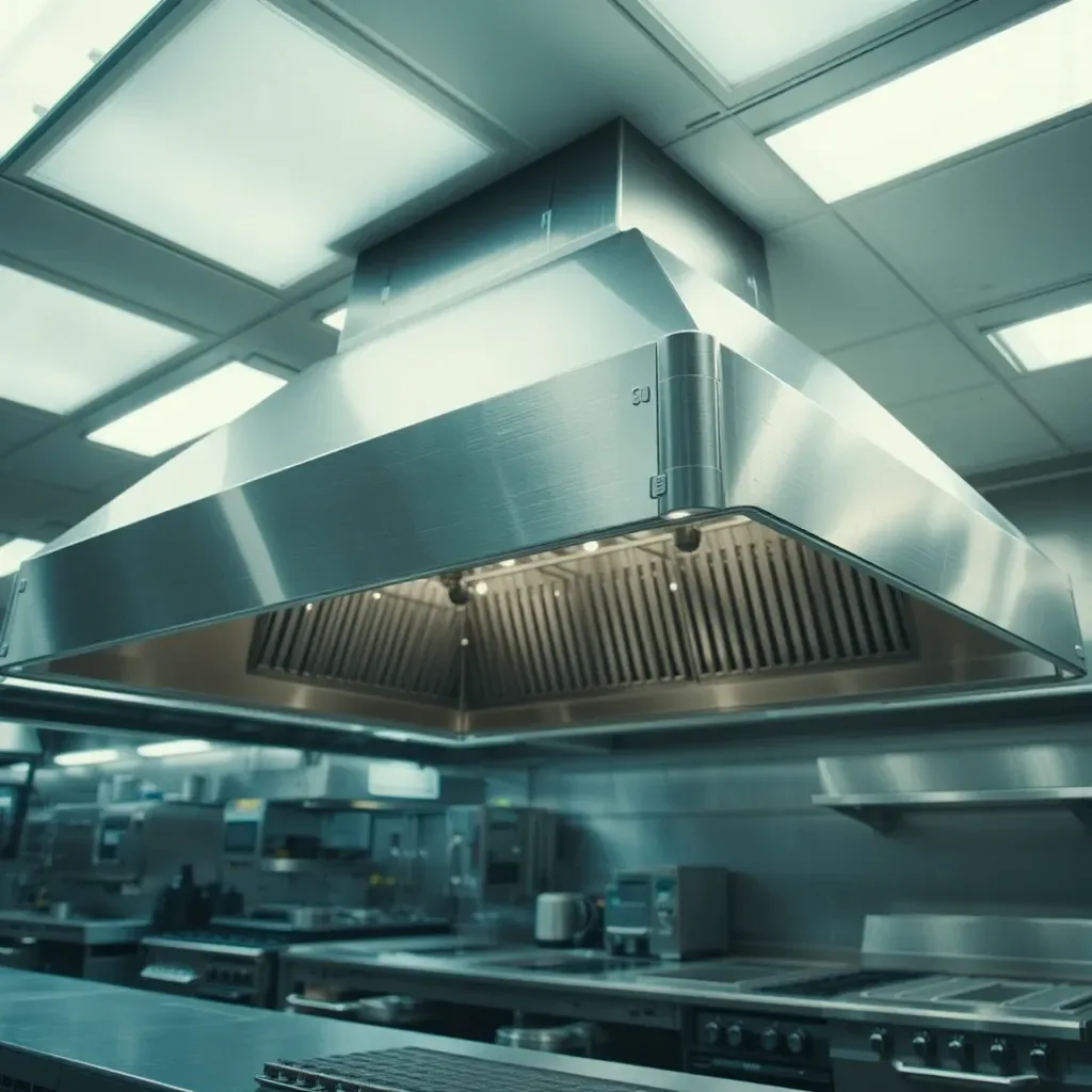 Cappa di una cucina industriale in acciaio brillante