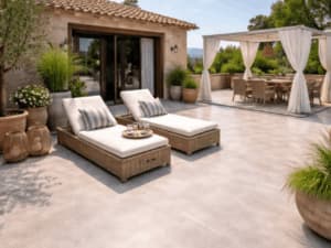 Terrazza in resina elegante e impermeabile Terrazza in resina con finitura uniforme e resistente agli agenti atmosferici